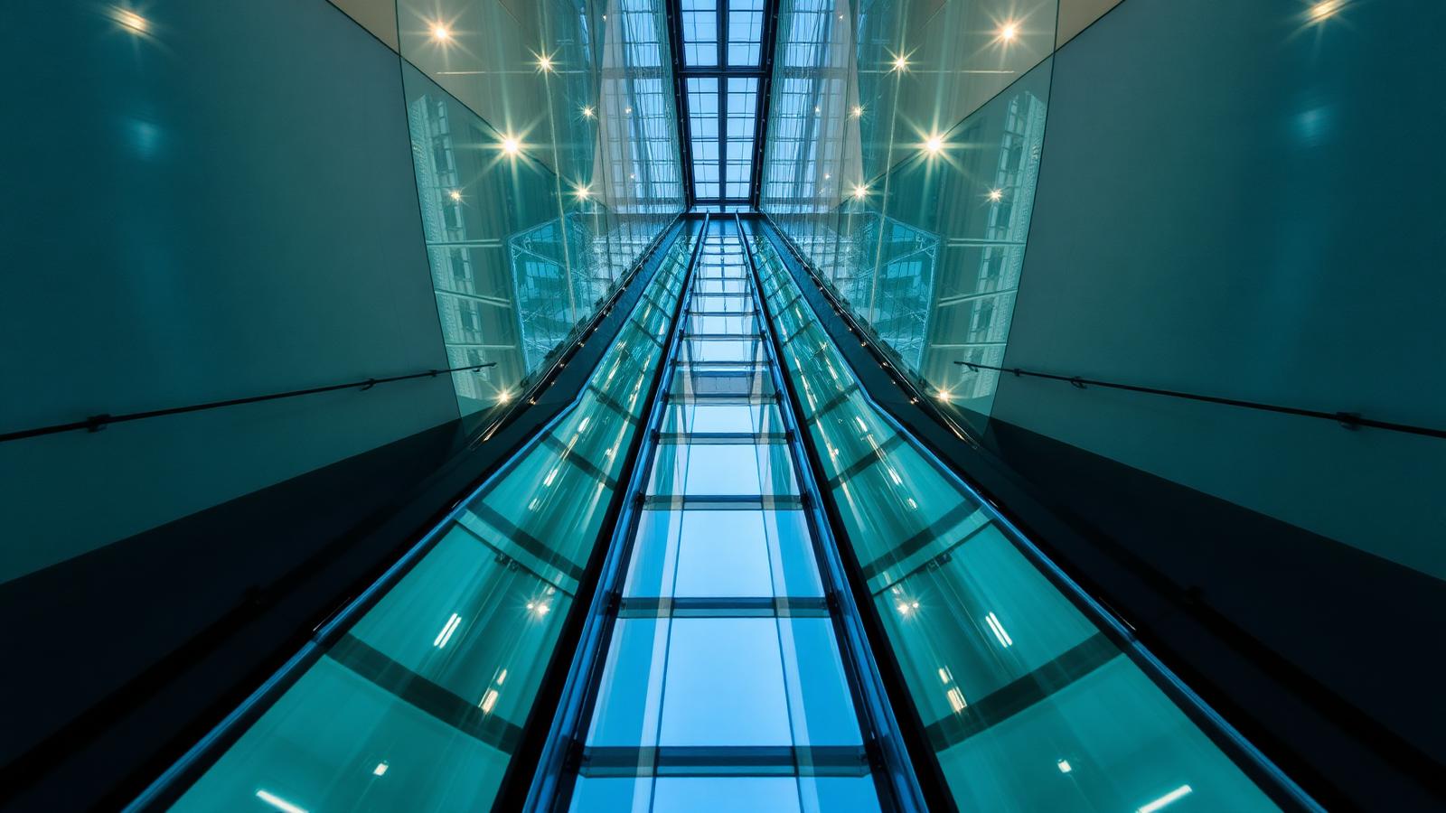 Modern glass lift shaft