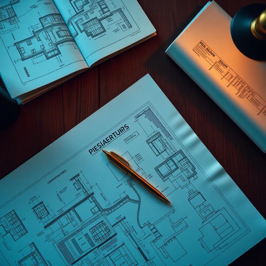 Lift design drawings and specification on desk
