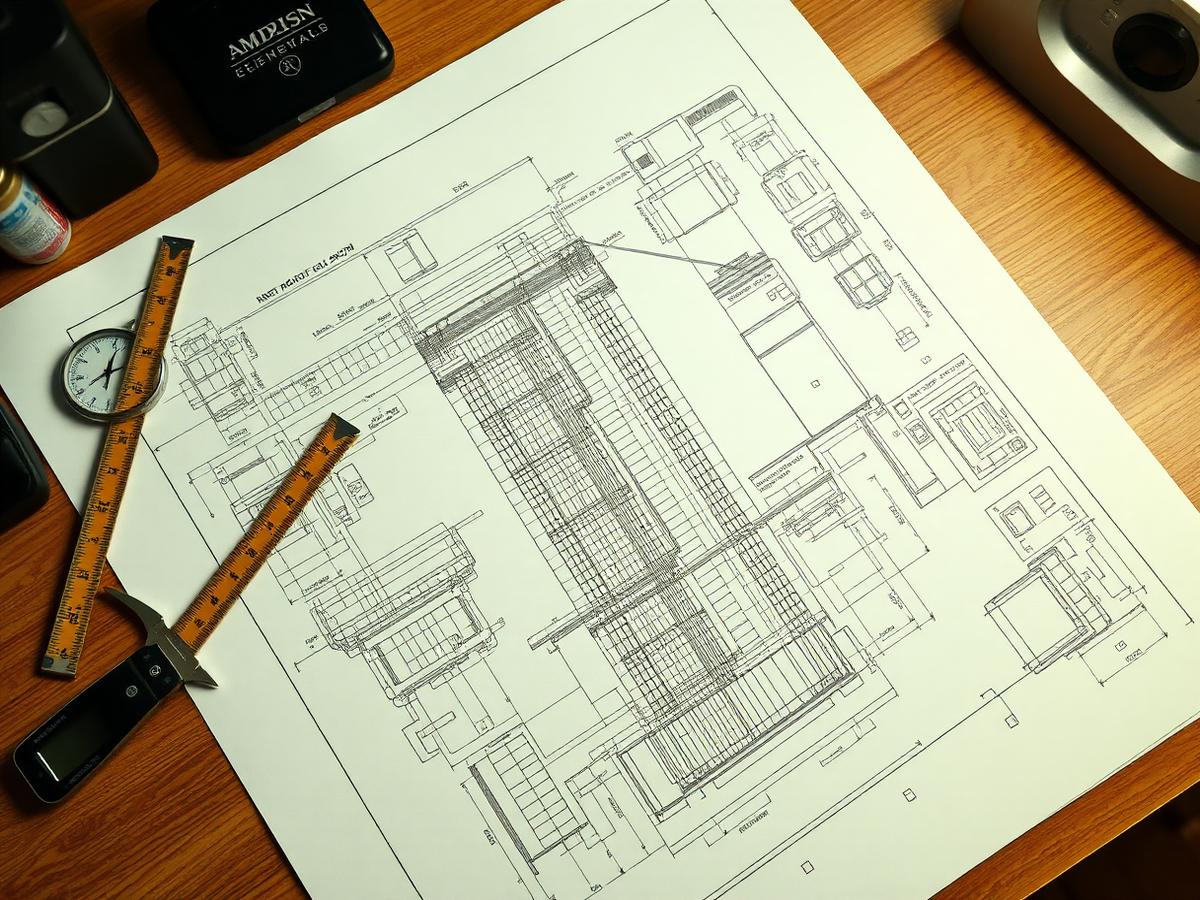 Lift drawings on a desk